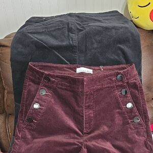 LOFT Dark Plum Skinny Jeans with Button Detail